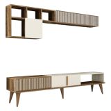 Parete attrezzata moderna 180cm noce e crema - Gordon