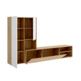 Parete attrezzata modulabile 227cm legno e bianca - Abrino