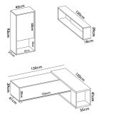 Parete attrezzata modulabile 230cm bianca lucida e rovere - Fortuna