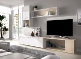 Parete attrezzata modulabile 230cm bianca lucida e rovere - Fortuna