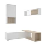 Parete attrezzata modulabile 230cm bianca lucida e rovere - Fortuna