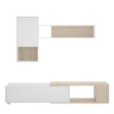 Parete attrezzata modulabile 230cm bianca lucida e rovere - Fortuna