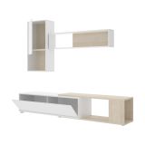 Parete attrezzata modulabile 230cm bianca lucida e rovere - Fortuna
