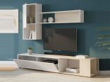 Parete attrezzata modulabile 230cm bianca lucida e rovere - Fortuna