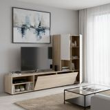 Parete attrezzata multifunzione 227cm bianca e rovere - Abrino