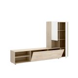 Parete attrezzata multifunzione 227cm bianca e rovere - Abrino