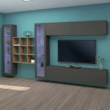 Parete attrezzata multifunzione 350cm antracite - Avella