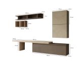Parete attrezzata Nemi, Composizione soggiorno, Mobile salotto multiuso, Armadio porta TV, Made in Italy, 260x40 h190 cm, Noce e Grigio