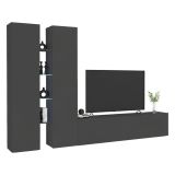 Parete Attrezzata Nero Antracite 12 Ripiani Modulabile 280x30x180h cm, 12 Vani - Grado