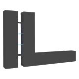 Parete Attrezzata Nero Antracite 12 Ripiani Modulabile 280x30x180h cm, 12 Vani - Grado