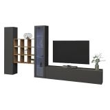Parete Attrezzata Nero Antracite 14 Ripiani Modulabile 310x30x180h cm, 19 Vani - Intelvi