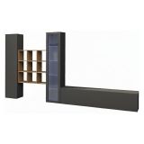 Parete Attrezzata Nero Antracite 14 Ripiani Modulabile 310x30x180h cm, 19 Vani - Intelvi