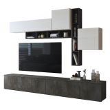 Parete Attrezzata Nero Antracite Bianco 5 Ripiani Modulabile, Apertura Battente, a Ribalta - Ippona