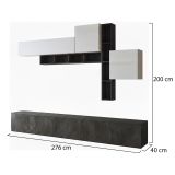 Parete Attrezzata Nero Antracite Bianco 5 Ripiani Modulabile, Apertura Battente, a Ribalta - Ippona