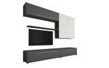 Parete Attrezzata Nero Antracite Bianco Marmo Modulabile 4 Ripiani, 10 Vani - Saluzzo