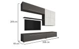 Parete Attrezzata Nero Antracite Bianco Marmo Modulabile 4 Ripiani, 10 Vani - Saluzzo