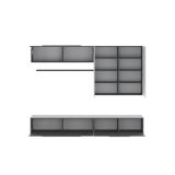 Parete Attrezzata Nero Antracite Bianco Marmo Modulabile 4 Ripiani, 10 Vani - Saluzzo