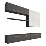 Parete Attrezzata Nero Antracite Bianco Marmo Modulabile 4 Ripiani, 10 Vani - Saluzzo