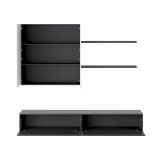 Parete Attrezzata Nero Antracite Bianco Modulabile 4 Ripiani, 6 Ante - Bagnaria