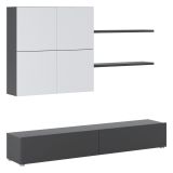 Parete Attrezzata Nero Antracite Bianco Modulabile 4 Ripiani, 6 Ante - Bagnaria