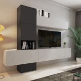 Parete Attrezzata Nero Antracite Bianco Modulabile 6 Ante, set Componibile - Isola