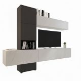 Parete Attrezzata Nero Antracite Bianco Modulabile 6 Ante, set Componibile - Isola