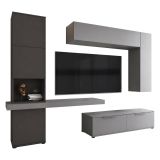 Parete Attrezzata Nero Antracite Grigio 9 Ripiani 2 Cassetti, Modulabile - Dubino