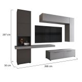 Parete Attrezzata Nero Antracite Grigio 9 Ripiani 2 Cassetti, Modulabile - Dubino