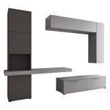 Parete Attrezzata Nero Antracite Grigio 9 Ripiani 2 Cassetti, Modulabile - Dubino
