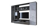 Parete Attrezzata Nero Antracite Grigio Cemento 5 Ripiani 2 Cassetti, Modulabile - Sovizzo