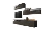 Parete Attrezzata Nero Antracite Grigio Cemento Modulabile 6 Ante, Apertura Battente, a Ribalta - Giacosa