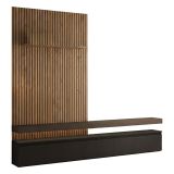 Parete Attrezzata Nero Antracite Marrone Pero Modulabile set Componibile, Apertura Standard Made in Italy - Ostana