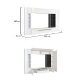 Parete attrezzata Ocean, Set salotto porta TV, Mobile soggiorno multiuso con luce LED, 100% Made in Italy, cm 290x40h192, Bianco lucido e Ardesia