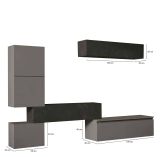 Parete attrezzata Ogliastro, Composizione soggiorno, Mobile salotto multiuso, Armadio porta TV, Made in Italy, 290x40 h190 cm, Ardesia e Grigio scuro
