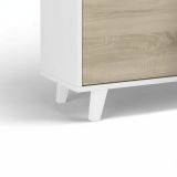 Parete attrezzata Orlando, Mobile da soggiorno porta TV, Composizione per salotto con pensile e mensola, 200x50h41 cm, Bianco e Rovere