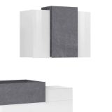 Parete attrezzata Ruben, Set salotto porta TV, Mobile soggiorno multiuso, 100% Made in Italy, cm 240x45h180, Bianco lucido e Ardesia