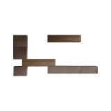 Parete attrezzata Sabetta, Composizione soggiorno, Mobile salotto multiuso, Armadio porta TV, Made in Italy, 340x30 h169 cm, Bronzo e Noce