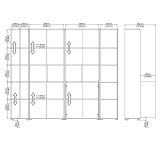 Parete attrezzata Sabine, Composizione soggiorno, Mobile salotto multiuso, Armadio porta TV, 34x241 h205 cm, Rovere e Bianco