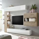 Parete attrezzata smart 295cm bianca lucida e rovere - Aragosta