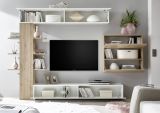 Parete attrezzata smart 295cm bianca lucida e rovere - Aragosta