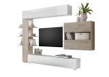 Parete attrezzata smart 295cm bianca lucida e rovere - Aragosta