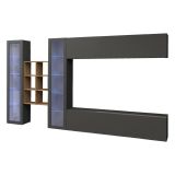 Parete salotto 18 ripiani 280cm antracite e acero - Alezio