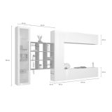 Parete salotto 20 ripiani 310cm bianca lucida e acero - Avegno