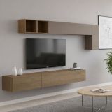 Parete salotto 5 ante 276cm bronzo e noce - Barumini
