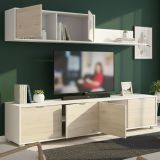Parete salotto classica 200cm bianca e rovere - Winnie