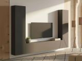 Parete salotto in legno 260cm antracite - Natasha
