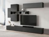 Parete salotto in legno e metallo 276cm ardesia e grigia scuro - Nate
