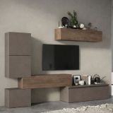 Parete salotto in legno e metallo 290cm bronzo e noce - Nana