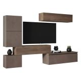 Parete salotto in legno e metallo 290cm bronzo e noce - Nana
