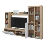 Parete salotto moderna 240cm bianca e rovere - Neera